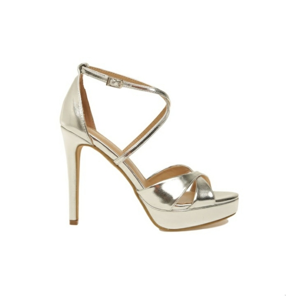 Women Open Toe Silver High Platform Heel - Picture 2 of 5